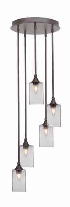 Toltec Lighting - 2145-DG-530 - Five Light Pendalier - Empire - Dark Granite