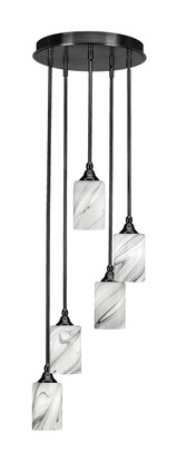 Toltec Lighting - 2145-MB-3009 - Five Light Pendalier - Empire - Matte Black