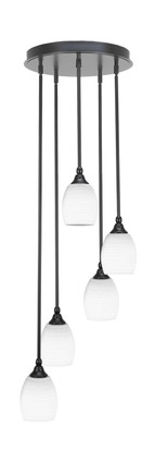 Toltec Lighting - 2145-MB-4021 - Five Light Pendalier - Empire - Matte Black