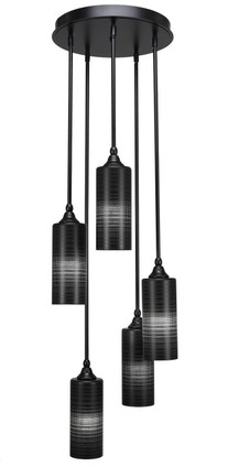 Toltec Lighting - 2145-MB-4099 - Five Light Cluster Pendalier - Empire - Matte Black