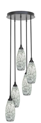 Toltec Lighting - 2145-MB-416 - Five Light Pendalier - Empire - Matte Black