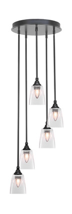 Toltec Lighting - 2145-MB-461 - Five Light Pendalier - Empire - Matte Black