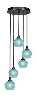 Toltec Lighting - 2145-MB-4625 - Five Light Pendalier - Empire - Matte Black