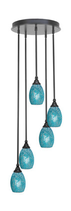 Toltec Lighting - 2145-MB-5055 - Five Light Pendalier - Empire - Matte Black