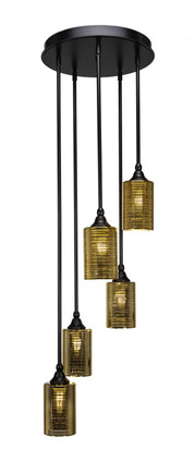 Toltec Lighting - 2145-MB-6400 - Five Light Pendalier - Empire - Matte Black