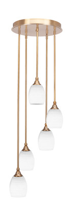 Toltec Lighting - 2145-NAB-4021 - Five Light Pendalier - Empire - New Age Brass