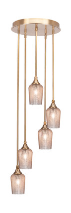 Toltec Lighting - 2145-NAB-4253 - Five Light Pendalier - Empire - New Age Brass