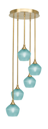 Toltec Lighting - 2145-NAB-4625 - Five Light Pendalier - Empire - New Age Brass