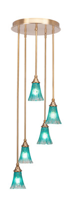 Toltec Lighting - 2145-NAB-725 - Five Light Pendalier - Empire - New Age Brass