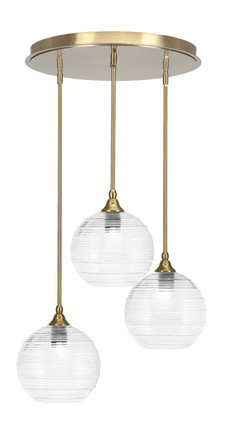 Toltec Lighting - 2183-NAB-4912 - Three Light Pendalier - Empire - New Age Brass