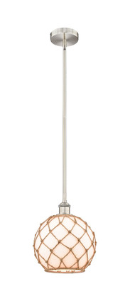manufacturer_finish:Brushed Satin Nickel|manufacturer_glass:Matte White Glass with Brown Rope|light_output:220.00lm|color_temperature:2200K|cri:99