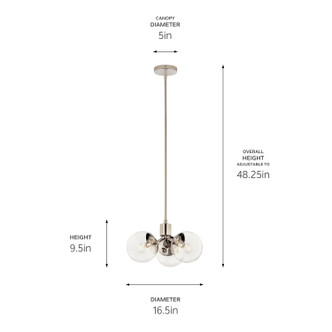 Silvarious Three Light Chandelier/Semi Flush (52700PNCLR)