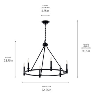 Carrick Six Light Chandelier (52705BK)