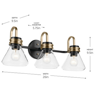 Farum Three Light Bath (55155BKCLR)