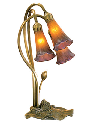 Meyda Tiffany - 13674 - Three Light Accent Lamp - Amber/Purple Pond Lily - Mahogany Bronze