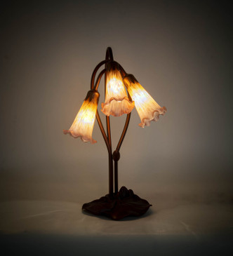 Amber/Purple Pond Lily Three Light Accent Lamp (13674)