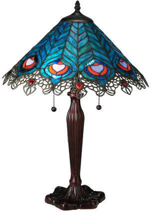 Meyda Tiffany - 138775 - Two Light Table Lamp - Peacock Feather - Mahogany Bronze