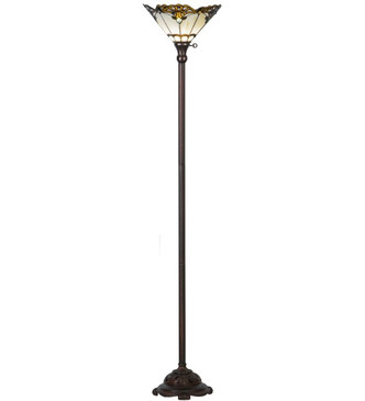 Meyda Tiffany - 144756 - One Light Torchiere - Shell with Jewels - Mahogany Bronze