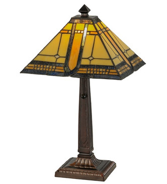 Meyda Tiffany - 147482 - One Light Table Lamp - Sierra Prairie Mission - Mahogany Bronze And Hi-Lited Craftsman Brown