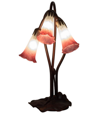Pink/White Pond Lily Three Light Accent Lamp (14813)