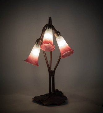Pink/White Pond Lily Three Light Accent Lamp (14813)