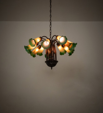 Amber/Green Pond Lily 12 Light Chandelier (15997)