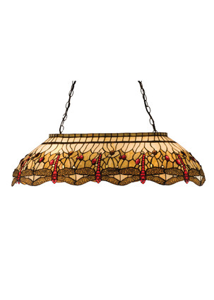 Meyda Tiffany - 17508 - Six Light Oblong Pendant - Tiffany Hanginghead Dragonfly - Beige Flame