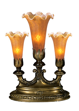 Meyda Tiffany - 17657 - Three Light Accent Lamp - Amber Tiffany Pond Lily - Antique
