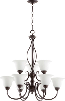 Quorum - 6010-9-186 - Nine Light Chandelier - Spencer - Oiled Bronze|Satin Opal