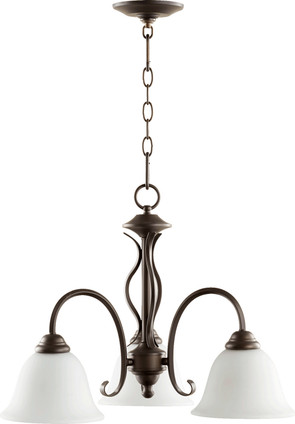 Quorum - 6410-3-186 - Three Light Chandelier - Spencer - Oiled Bronze|Satin Opal