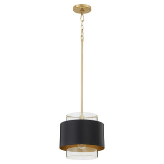 Quorum - 8012-5980 - One Light Pendant - Matte Black|Aged Brass