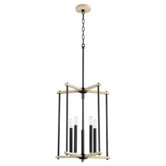 Quorum - 8134-5-69 - Five Light Entry - Silva - Textured Black|Weathered Oak Finish