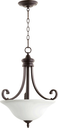 Quorum - 8154-3-186 - Three Light Pendant - Bryant - Oiled Bronze|Satin Opal