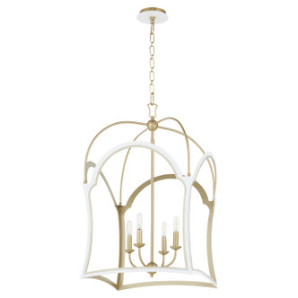 Quorum - 8217-4-0880 - Four Light Lantern - TIffany - Studio White|Aged Brass