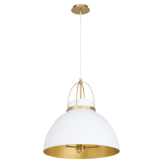 Quorum - 823-3-0880 - Three Light Pendant - Pruitt - Studio White/ Aged Brass Quorum - 823-3-0880 - Three Light Pendant - Pruitt - Studio White/ Aged Brass