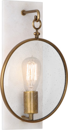 Robert Abbey - 1518 - One Light Wall Sconce - Fineas - Aged Brass w/Alabaster Stone