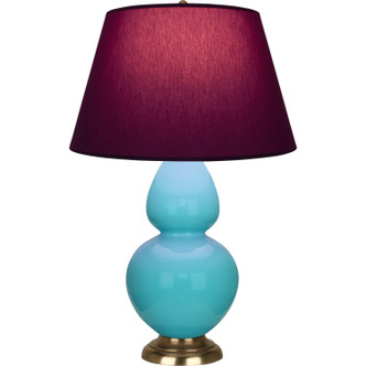 Robert Abbey - 1740P - One Light Table Lamp - Double Gourd - Egg Blue Glazed Ceramic w/Antique Natural Brass