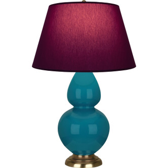 Robert Abbey - 1751P - One Light Table Lamp - Double Gourd - Peacock Glazed Ceramic w/Antique Natural Brass