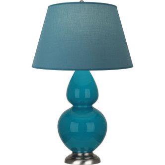 Robert Abbey - 1753B - One Light Table Lamp - Double Gourd - Peacock Glazed Ceramic w/Antique Silver