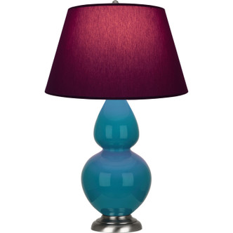 Robert Abbey - 1753P - One Light Table Lamp - Double Gourd - Peacock Glazed Ceramic w/Antique Silver