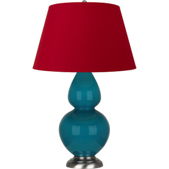 Robert Abbey - 1753R - One Light Table Lamp - Double Gourd - Peacock Glazed Ceramic w/Antique Silver