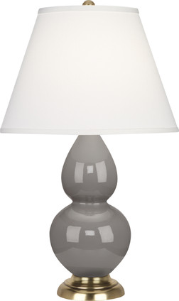 Robert Abbey - 1768X - One Light Accent Lamp - Small Double Gourd - Smokey Taupe Glazed Ceramic w/Antique Natural Brass