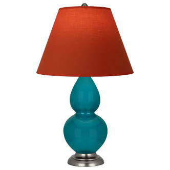 Robert Abbey - 1773T - One Light Accent Lamp - Small Double Gourd - Peacock Glazed Ceramic w/Antique Silver