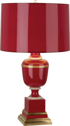 Robert Abbey - 2501 - One Light Table Lamp - Annika - Red Lacquered Paint w/Natural Brass Ivory Crackle