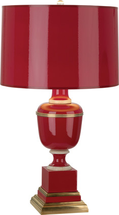 Robert Abbey - 2505 - One Light Accent Lamp - Annika - Red Lacquered Paint Natural Brass w/Ivory Crackle