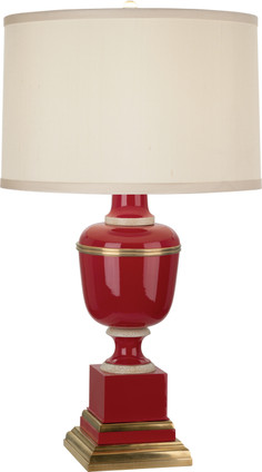 Robert Abbey - 2505X - One Light Accent Lamp - Annika - Red Lacquered Paint w/Natural Brass Ivory Crackle