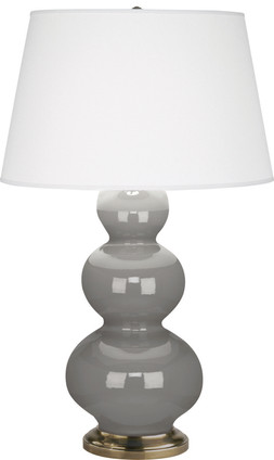 Robert Abbey - 319X - One Light Table Lamp - Triple Gourd - Smokey Taupe Glazed Ceramic w/Antique Natural Brass