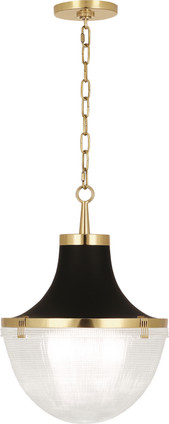 Robert Abbey - 3391 - One Light Pendant - Brighton - Modern Brass w/Matte Black Hood