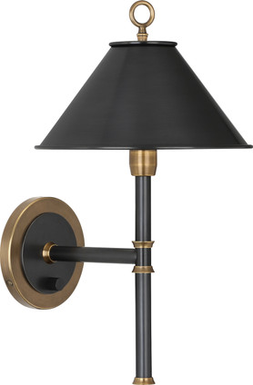 Robert Abbey - 646 - One Light Wall Sconce - Aaron - Deep Patina Bronze w/ Warm Brass/Metal Shade