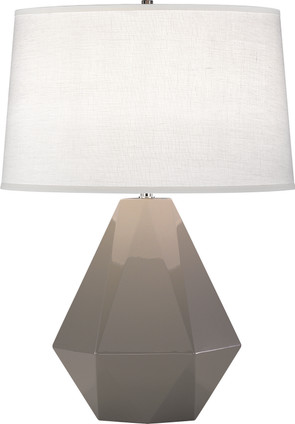Robert Abbey - 942 - One Light Table Lamp - Delta - Smokey Taupe Glazed Ceramic w/Polished Nickel